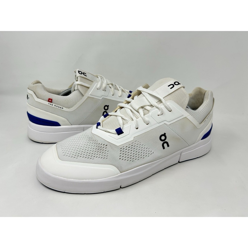 On The Roger Spin Shoes Mens Size 11.5 White Blue Sneakers 3MD11472244